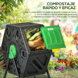 Compostador Giratorio 65L con Sistema de Ventilación y Base de Acero para Compostaje de Residuos Orgánicos 60x49... - Ogal.Es