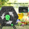 Compostador Giratorio 65L con Sistema de Ventilación y Base de Acero para Compostaje de Residuos Orgánicos 60x49... - Ogal.Es