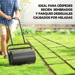 Rodillo para Césped de 38L Relleno de Arena o Agua con Mango en U para Jardín Granja Negro - Ogal.Es