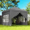 Carpa Plegable Pop-up 3x3 m con 4 Paredes Laterales Anti-UV y Bolsa de Transporte Gris - Ogal.Es