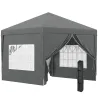 Carpa Plegable Pop-up 3x3 m con 4 Paredes Laterales Anti-UV y Bolsa de Transporte Gris - Ogal.Es