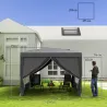 Carpa Plegable Pop-up 3x3 m con 4 Paredes Laterales Anti-UV y Bolsa de Transporte Gris - Ogal.Es