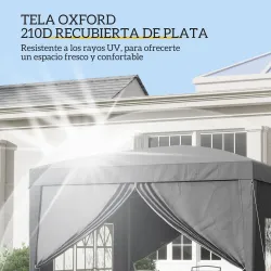 Carpa Plegable Pop-up 3x3 m con 4 Paredes Laterales Anti-UV y Bolsa de Transporte Gris - Ogal.Es