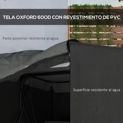 Funda para Balancín de Jardín con Cremallera Cubierta para Muebles de Exterior 177x114x152 cm Gris Oscuro - Ogal.Es