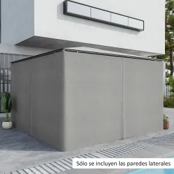 4 Paredes Laterales para Cenador 3,5x2 m con 48 Ganchos y Anillos en C para Pérgola Gazebo Gris Claro - Ogal.Es