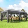 Carpa Plegable Pop-Up Gazebo 6x3 m con 6 Paredes Laterales de Malla Anti-UV y Bolsa de Transporte Gris - Ogal.Es