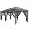 Carpa Plegable Pop-Up Gazebo 6x3 m con 6 Paredes Laterales de Malla Anti-UV y Bolsa de Transporte Gris - Ogal.Es