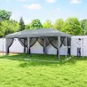 Carpa Plegable Pop-Up Gazebo 6x3 m con 6 Paredes Laterales de Malla Anti-UV y Bolsa de Transporte Gris - Ogal.Es