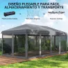 Carpa Plegable Pop-Up Gazebo 6x3 m con 6 Paredes Laterales de Malla Anti-UV y Bolsa de Transporte Gris - Ogal.Es