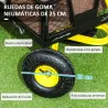Carro de Jardín Carga 200 kg con Paneles Laterales Desmontables y 4 Ruedas Neumáticas Negro y Amarillo - Ogal.Es