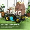 Carro de Jardín Carga 200 kg con Paneles Laterales Desmontables y 4 Ruedas Neumáticas Negro y Amarillo - Ogal.Es