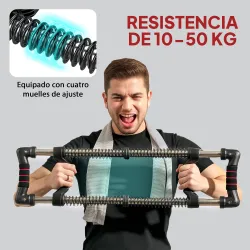 Expansor de Pecho con Resistencia Ajustable de 10-50 kg para Desarrollo Muscular de Brazos 80x22x5 cm Negro - Ogal.Es