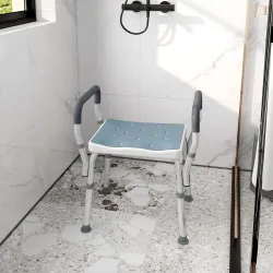 Taburete de ducha con Altura Ajustable para Personas Mayores o con Movilidad Reducida 52x45x69 cm Asiento Blanco... - Ogal.Es