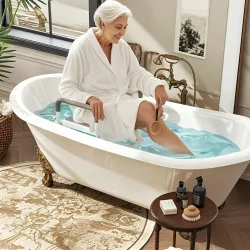 Taburete de ducha con Altura Ajustable para Personas Mayores o con Movilidad Reducida 52x45x69 cm Asiento Blanco... - Ogal.Es