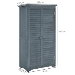 Cobertizo de Madera Caseta de Madera 0,31 m² 87x46,5x160 cm con 2 Puertas y 2 Estantes Interior Gris - Ogal.Es