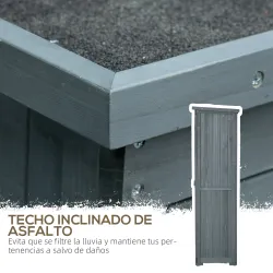 Cobertizo de Madera Caseta de Madera 0,31 m² 87x46,5x160 cm con 2 Puertas y 2 Estantes Interior Gris - Ogal.Es