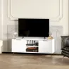 Mueble de TV con 2 Compartimentos Abiertos y 2 Puertas Mueble para Televisión de 55 Pulgadas 120x35x48 cm Blanco - Ogal.Es