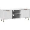 Mueble de TV con 2 Compartimentos Abiertos y 2 Puertas Mueble para Televisión de 55 Pulgadas 120x35x48 cm Blanco - Ogal.Es