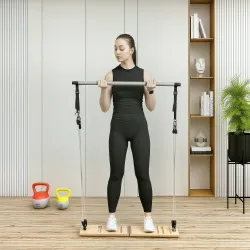 Barra Pilates con Bandas Elásticas Tabla Inclinada Ajustable y Resistencia Personalizable para Estiramientos 90x... - Ogal.Es