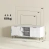 Mueble de TV con 2 Compartimentos Abiertos y 2 Puertas Mueble para Televisión de 55 Pulgadas 120x35x48 cm Blanco - Ogal.Es