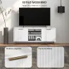 Mueble de TV con 2 Compartimentos Abiertos y 2 Puertas Mueble para Televisión de 55 Pulgadas 120x35x48 cm Blanco - Ogal.Es