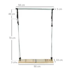 Barra Pilates con Bandas Elásticas Tabla Inclinada Ajustable y Resistencia Personalizable para Estiramientos 90x... - Ogal.Es