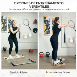 Barra Pilates con Bandas Elásticas Tabla Inclinada Ajustable y Resistencia Personalizable para Estiramientos 90x... - Ogal.Es