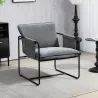 Butaca Moderna para Relax con Tapizado en Chenilla Estructura de Acero y Reposabrazos con Bolsillos 68x76x81 cm ... - Ogal.Es