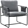 Butaca Moderna para Relax con Tapizado en Chenilla Estructura de Acero y Reposabrazos con Bolsillos 68x76x81 cm ... - Ogal.Es