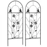 Juego de 2 Enrejados de Jardín Soportes para Enredaderas de Acero para Flores Plantas en Patio 38x98 cm Negro - Ogal.Es