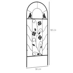 Juego de 2 Enrejados de Jardín Soportes para Enredaderas de Acero para Flores Plantas en Patio 38x98 cm Negro - Ogal.Es