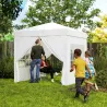 Carpa Plegable Pop-up 2,5x2,5 m con 4 Paredes Laterales Anti-UV Altura Ajustable y Bolsa de Transporte Blanco - Ogal.Es