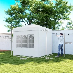 Carpa Plegable Pop-up 2,5x2,5 m con 4 Paredes Laterales Anti-UV Altura Ajustable y Bolsa de Transporte Blanco - Ogal.Es