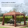 Techo de Repuesto para Cenador 3x3 m Cubierta de Repuesto con Techo Doble y 8 Orificios de Drenaje Café - Ogal.Es
