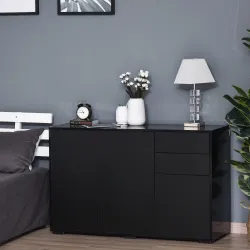 Aparador para Salón con 3 Puertas 2 Cajones y Estante Ajustable 117x36x74 cm Negro - Ogal.Es