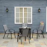 Set de 4 Sillas de Exterior Apilables con Asiento de Textilene para Jardín Terraza 54x75,5x95 cm Gris Oscuro - Ogal.Es