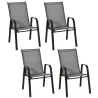 Set de 4 Sillas de Exterior Apilables con Asiento de Textilene para Jardín Terraza 54x75,5x95 cm Gris Oscuro - Ogal.Es