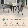 Set de 4 Sillas de Exterior Apilables con Asiento de Textilene para Jardín Terraza 54x75,5x95 cm Gris Oscuro - Ogal.Es