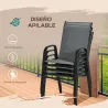Set de 4 Sillas de Exterior Apilables con Asiento de Textilene para Jardín Terraza 54x75,5x95 cm Gris Oscuro - Ogal.Es