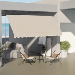 Toldo Manual Retráctil con Manivela 350x120x210-300 cm con Altura Ajustable Impermeable y Anti-UV Arena - Ogal.Es