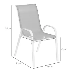 Set de 4 Sillas de Exterior Apilables con Asiento de Malla Respaldo Alto y Marco de Acero para Jardín o Terraza ... - Ogal.Es