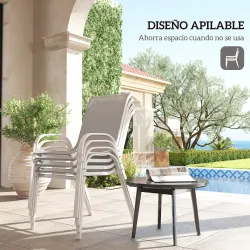 Set de 4 Sillas de Exterior Apilables con Asiento de Malla Respaldo Alto y Marco de Acero para Jardín o Terraza ... - Ogal.Es