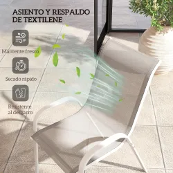 Set de 4 Sillas de Exterior Apilables con Asiento de Malla Respaldo Alto y Marco de Acero para Jardín o Terraza ... - Ogal.Es