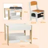 Juego de Mesa con Sillas para Niños 2 en 1 con Pizarra Cajones de Tela y Espacio de Almacenamiento Blanco y Natural - Ogal.Es