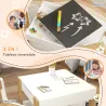 Juego de Mesa con Sillas para Niños 2 en 1 con Pizarra Cajones de Tela y Espacio de Almacenamiento Blanco y Natural - Ogal.Es