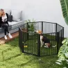 Parque para Perros de 8 Paneles 60x76 cm Corralito para Perros Pequeños y Medianos para Interior y Exterior Negro - Ogal.Es
