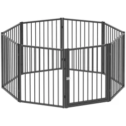 Parque para Perros de 8 Paneles 60x76 cm Corralito para Perros Pequeños y Medianos para Interior y Exterior Negro - Ogal.Es