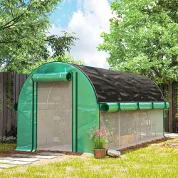 Invernadero de Túnel 4,5x2x2 m con Cubierta PE 140 g/m² Paredes Laterales Enrollables 8 Ventanas y 2 Puertas Verde - Ogal.Es