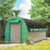 Invernadero de Túnel 4,5x2x2 m con Cubierta PE 140 g/m² Paredes Laterales Enrollables 8 Ventanas y 2 Puertas Verde - Ogal.Es