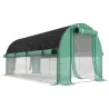 Invernadero de Túnel 4,5x2x2 m con Cubierta PE 140 g/m² Paredes Laterales Enrollables 8 Ventanas y 2 Puertas Verde - Ogal.Es
